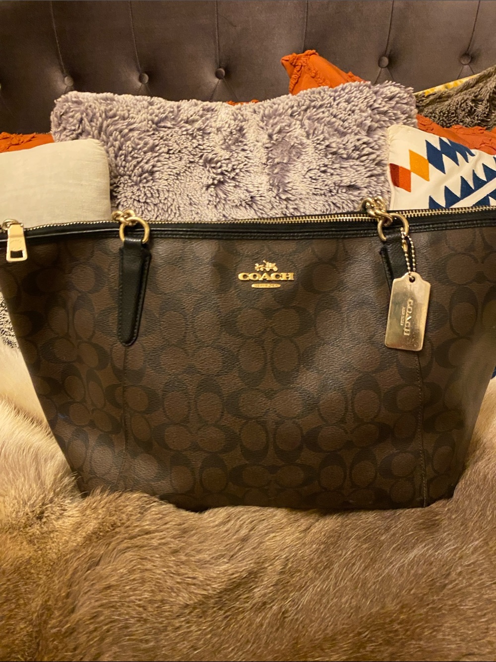 Coach Ava Tote Brown with Gold Hardware